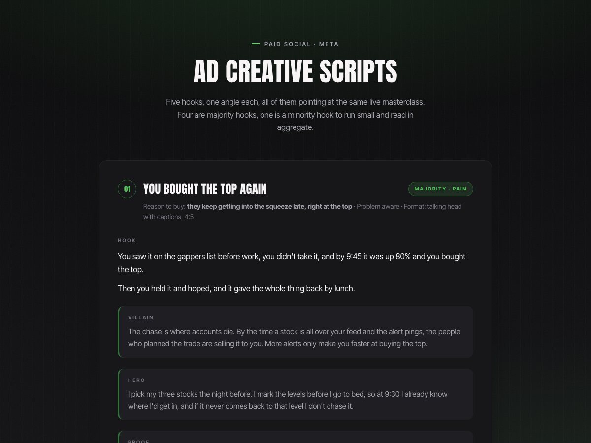 Ad creative scripts preview